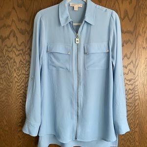 Light Blue Michael Kors Zipper Blouse